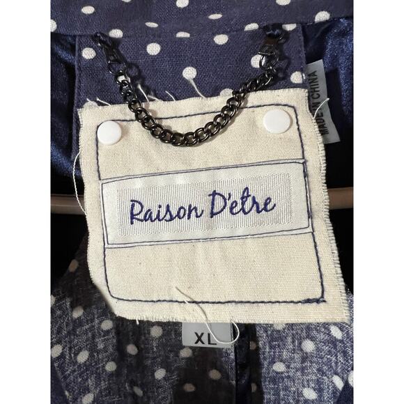 Raison D’Etre linen blend blue polka dot blazer elegant nautical coastal sz XL - Picture 3 of 6